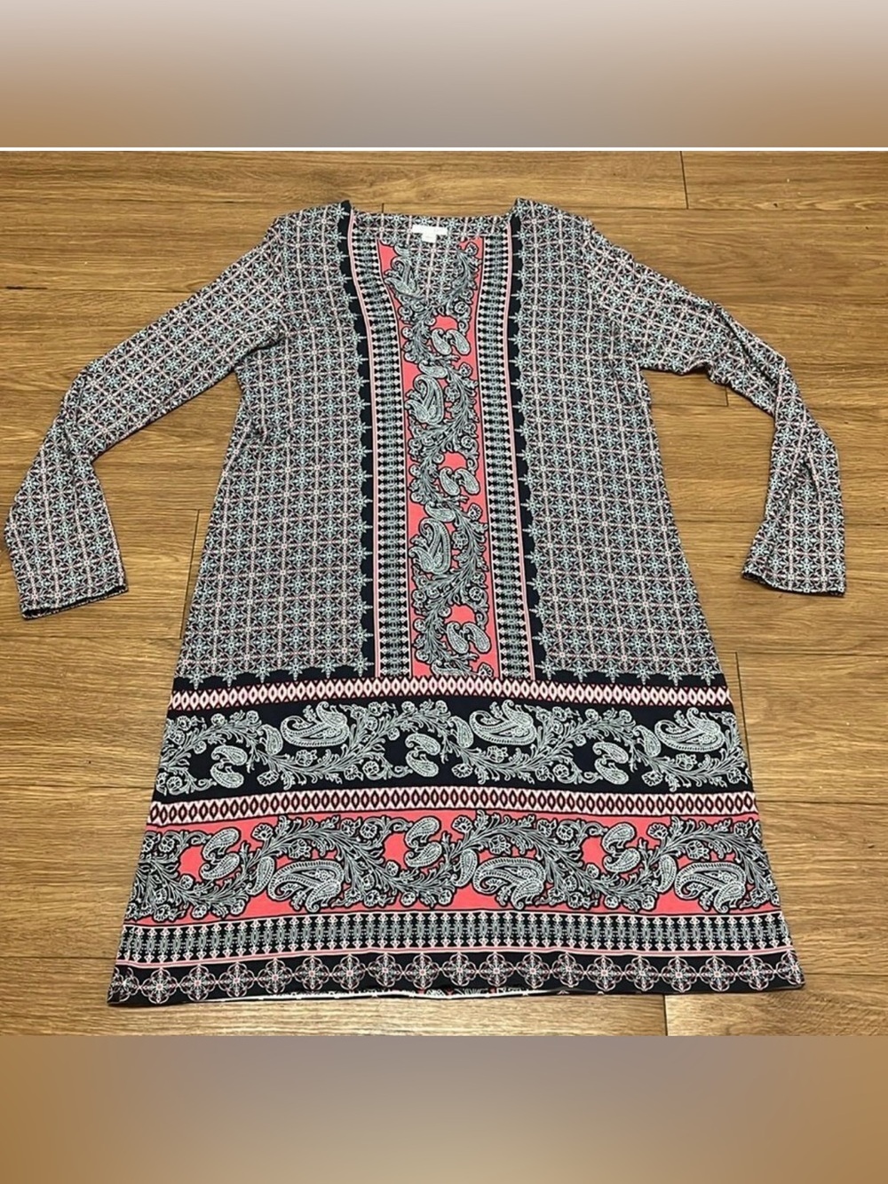 J.JILL Women's Bohemian Midi Dress Blue Pink White Size Small